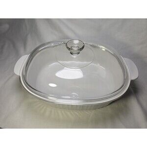 Corning Ware 4 L QT Dutch Roaster Casserole F-14-B French White, Pyrex Lid F14C